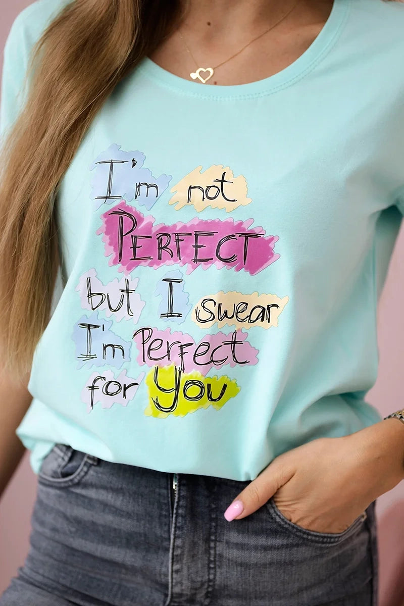Blúzka s potlačou Perfect mäta univerzálne