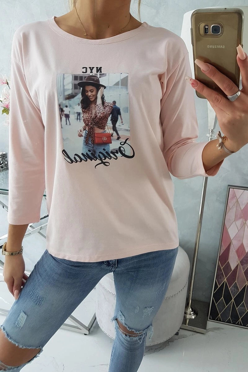Blúzka s potlačou Original prášková ružová univerzálne