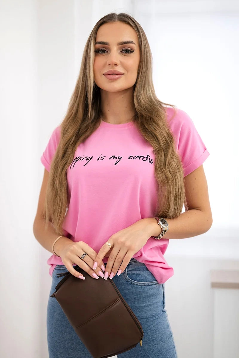 Blúzka Shopping is my cardio svetlo ružová univerzálne
