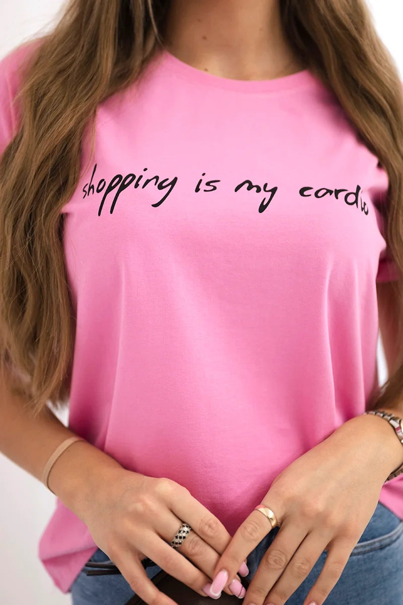 Blúzka Shopping is my cardio svetlo ružová univerzálne