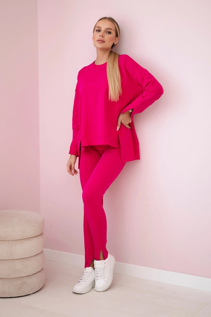 Súprava s oversize blúzkou fuchsiová univerzálne