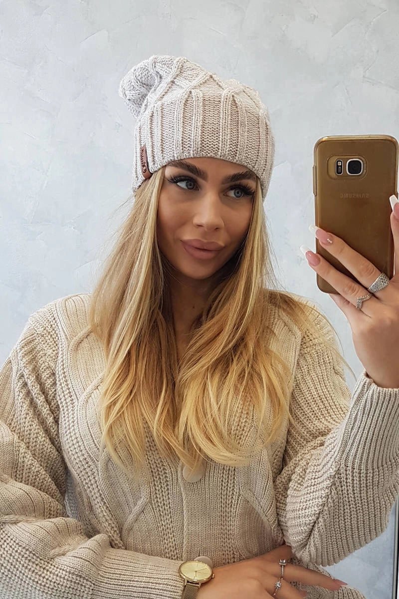 Čapica с fleece Milano K203 ecru melange+svetlo béžová univerzálne