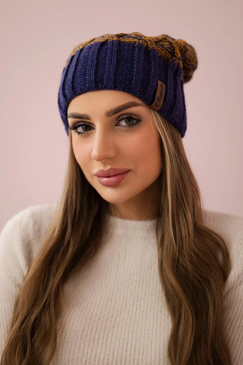 Čapica с fleece Milano K203 horčičná melanž+tmavo fialová univerzálne
