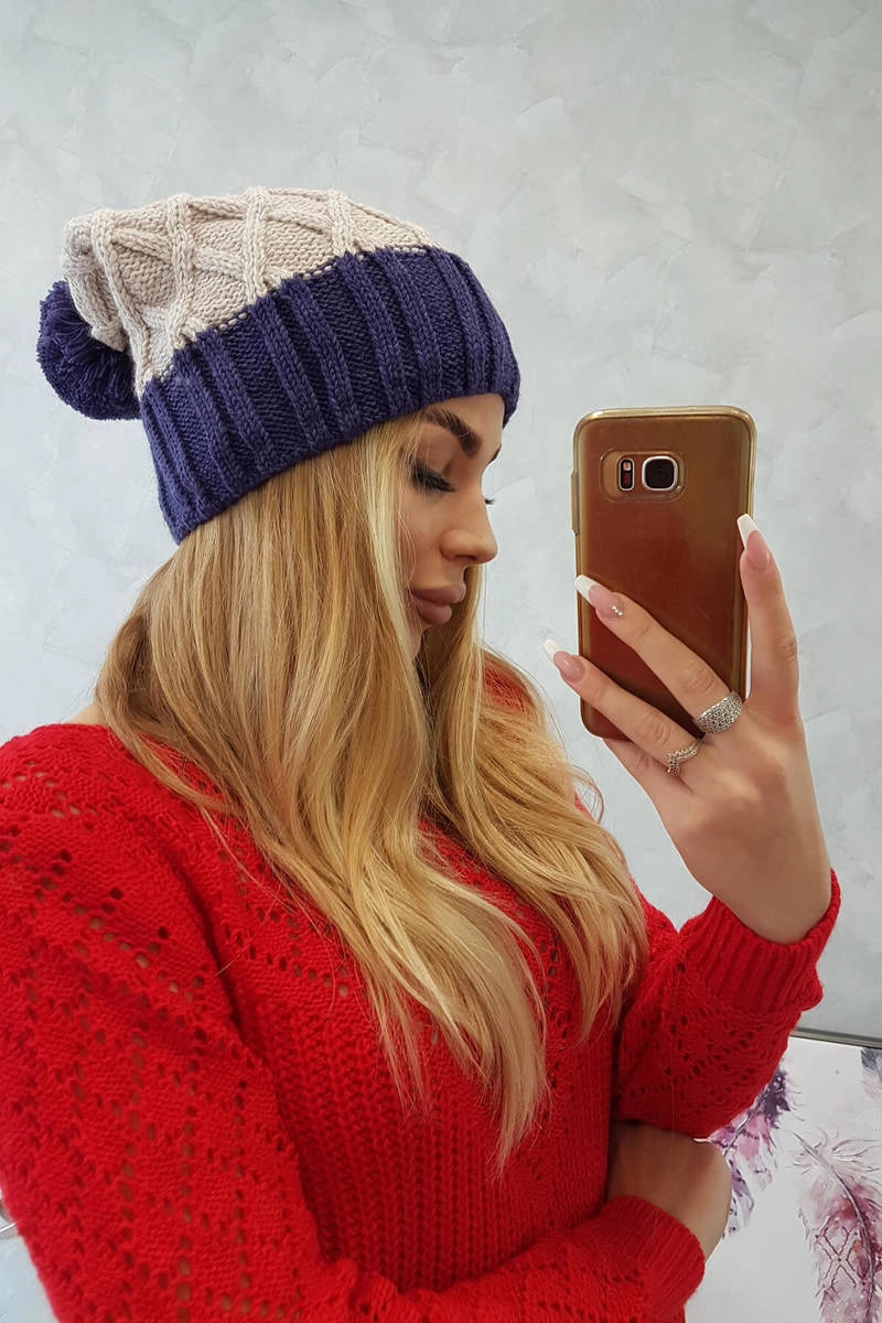 Čapica с fleece Milano K203 svetlo béžová+fialová univerzálne