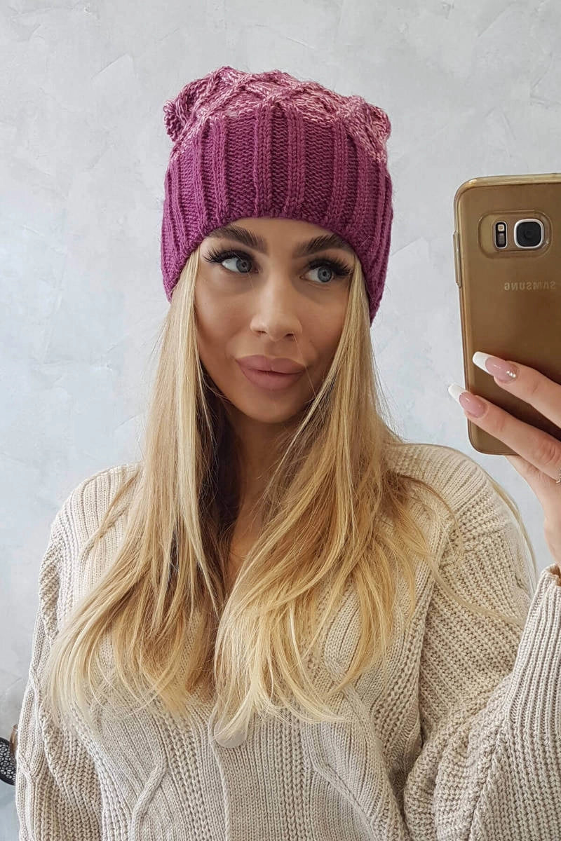 Čapica с fleece Milano K203 ružová melanž+tmavo ružová univerzálne