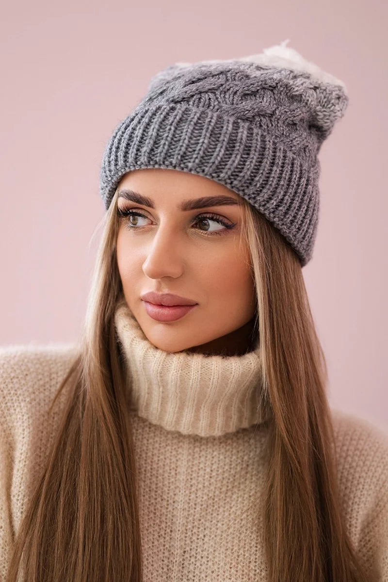 Čapica s fleece Ilona K218 šedá+biela univerzálne