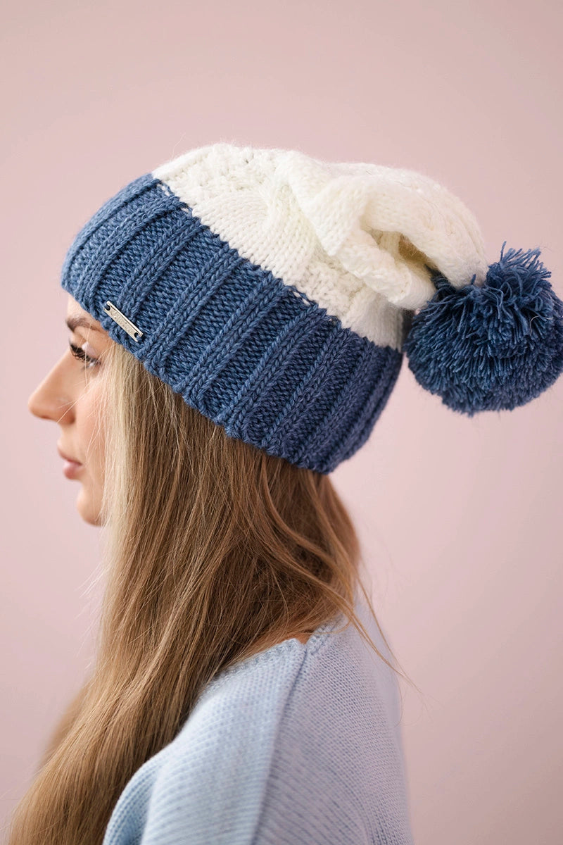 Čapica s fleece Paris K212 biela+denim farba univerzálne