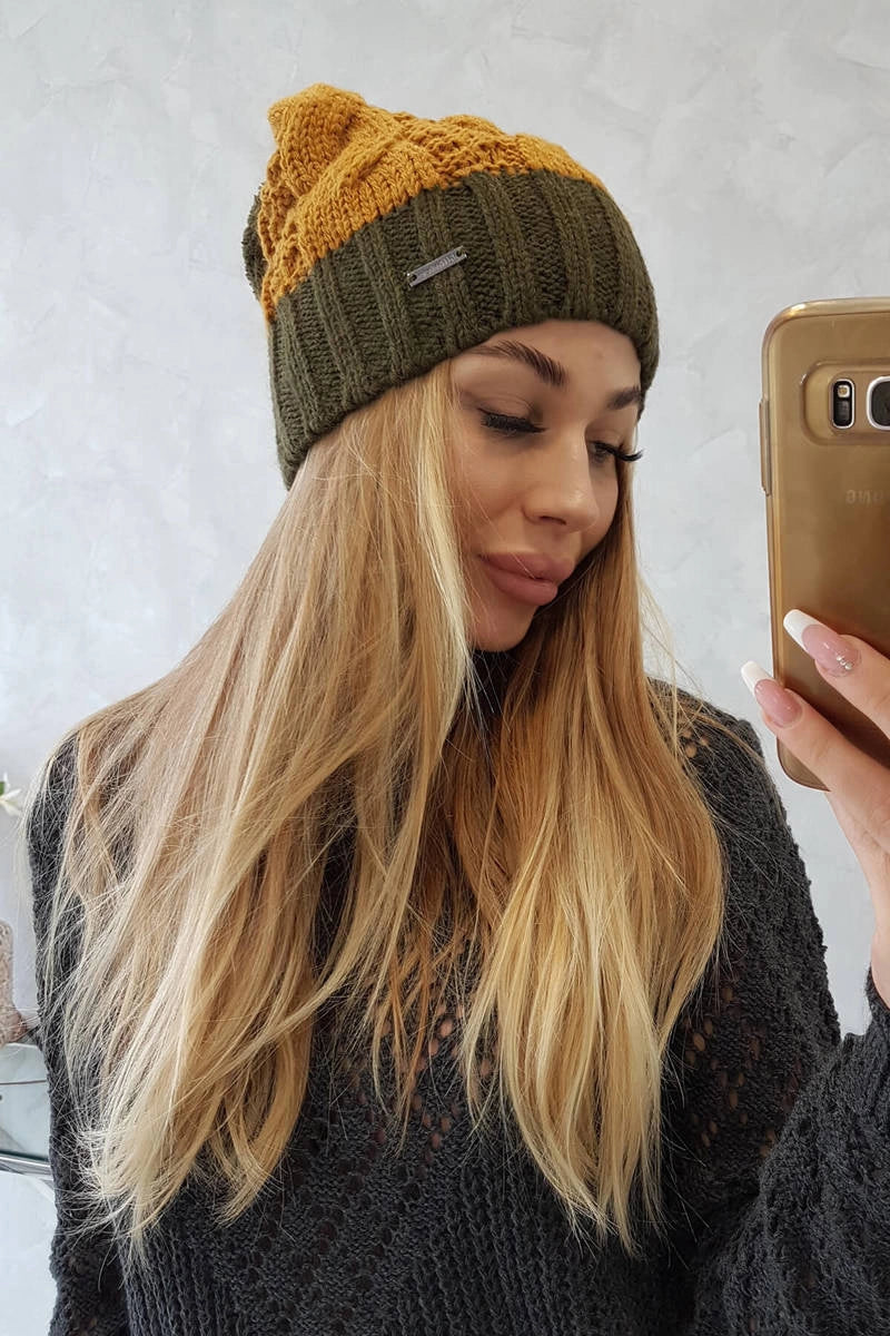 Čapica s fleece Paris K212 horčica+kaki univerzálne