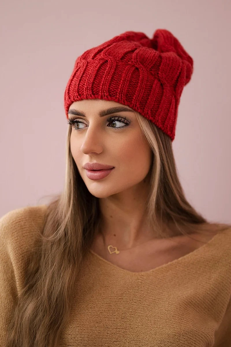 Čapica s fleece Iwona K221 bordová univerzálne