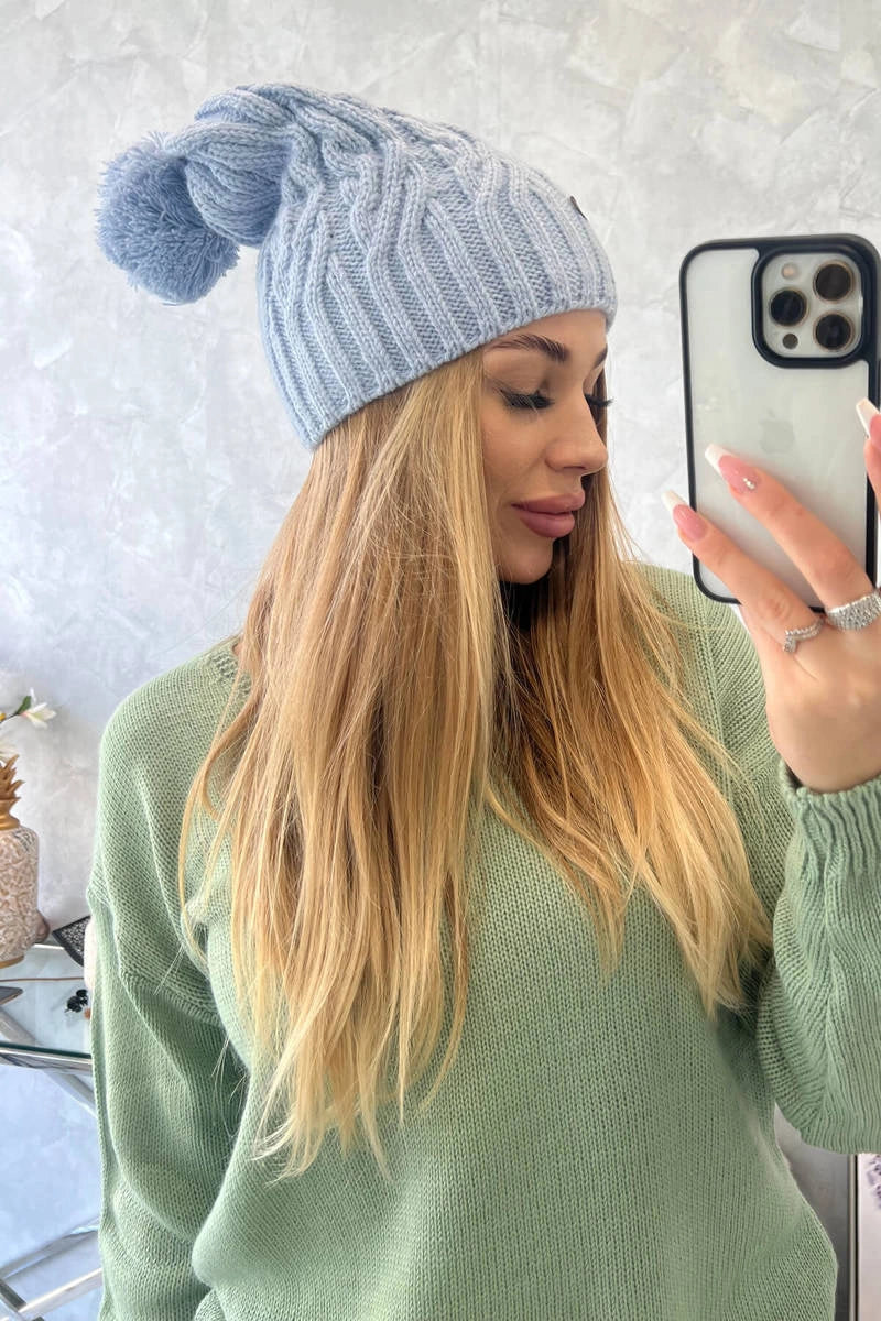 Čapica s fleece Paulina K227 modrá univerzálne