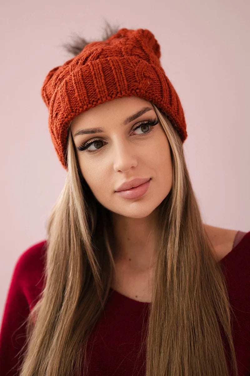 Čapica s fleece Warkocz K226 ruda univerzálne