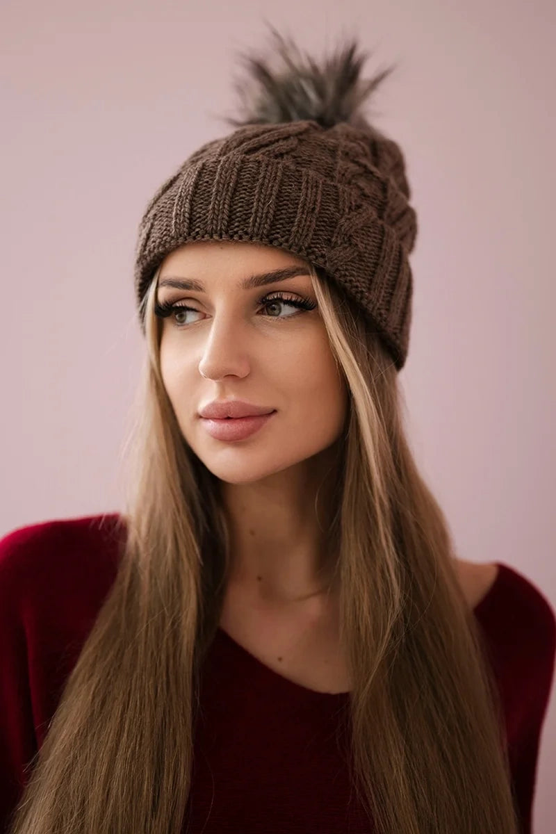 Čapica s fleece Warkocz K226 mocca univerzálne