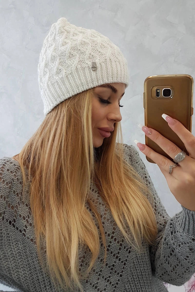 Čapica s fleece Roma K224 biely univerzálne