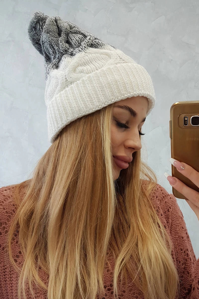 Čapica s fleece Alice K248 biela+šedá univerzálne