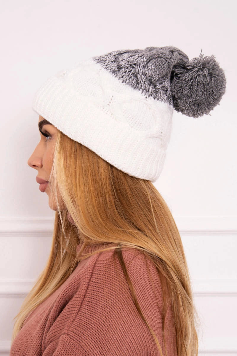 Čapica s fleece Alice K248 biela+šedá univerzálne