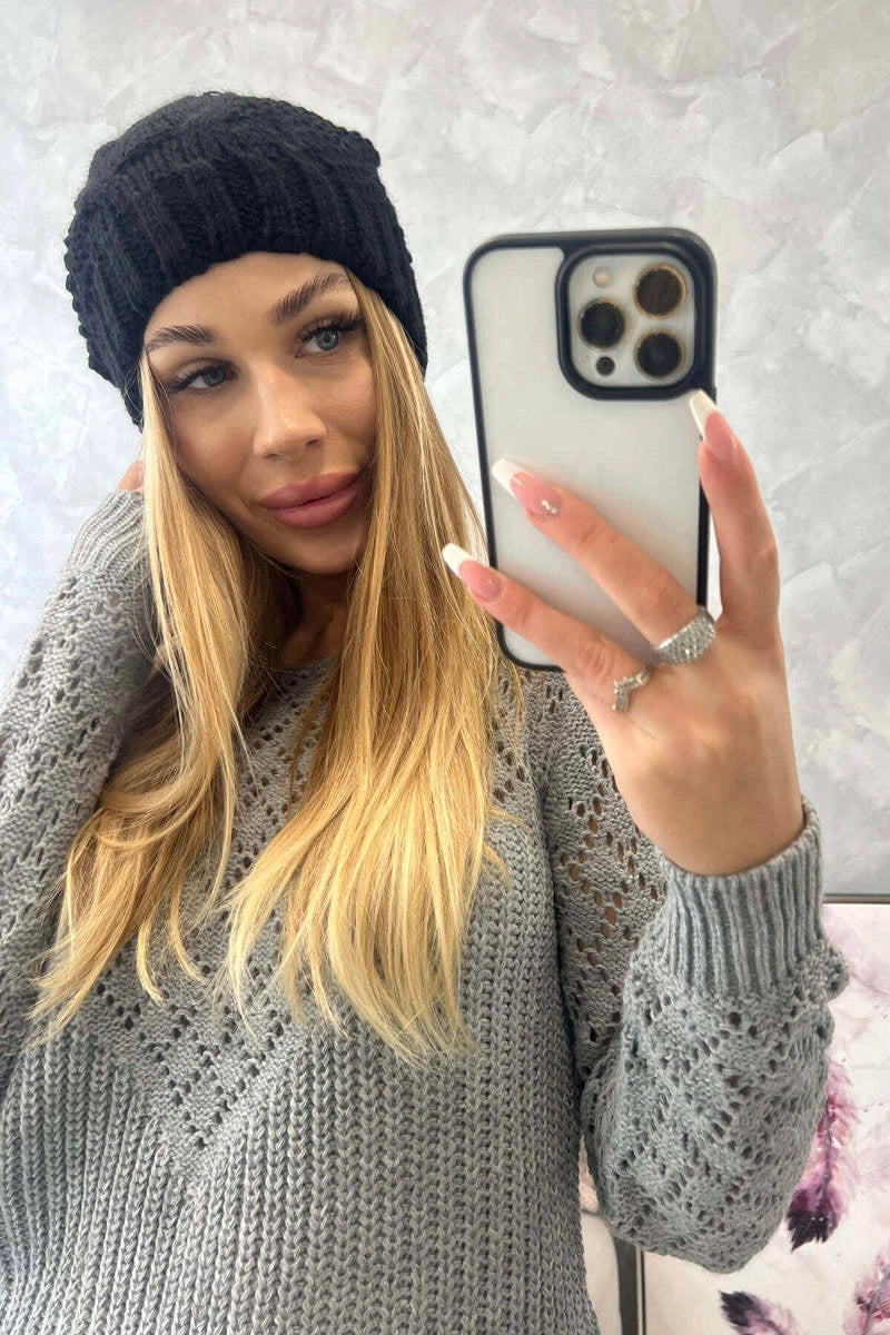 Čapica s fleece Justyna K253 čierna univerzálne