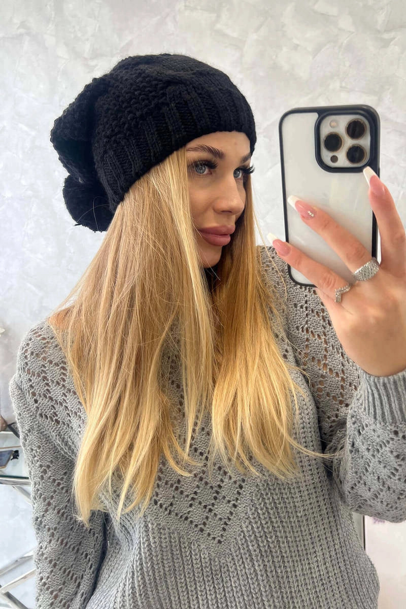 Čapica s fleece Justyna K253 čierna univerzálne