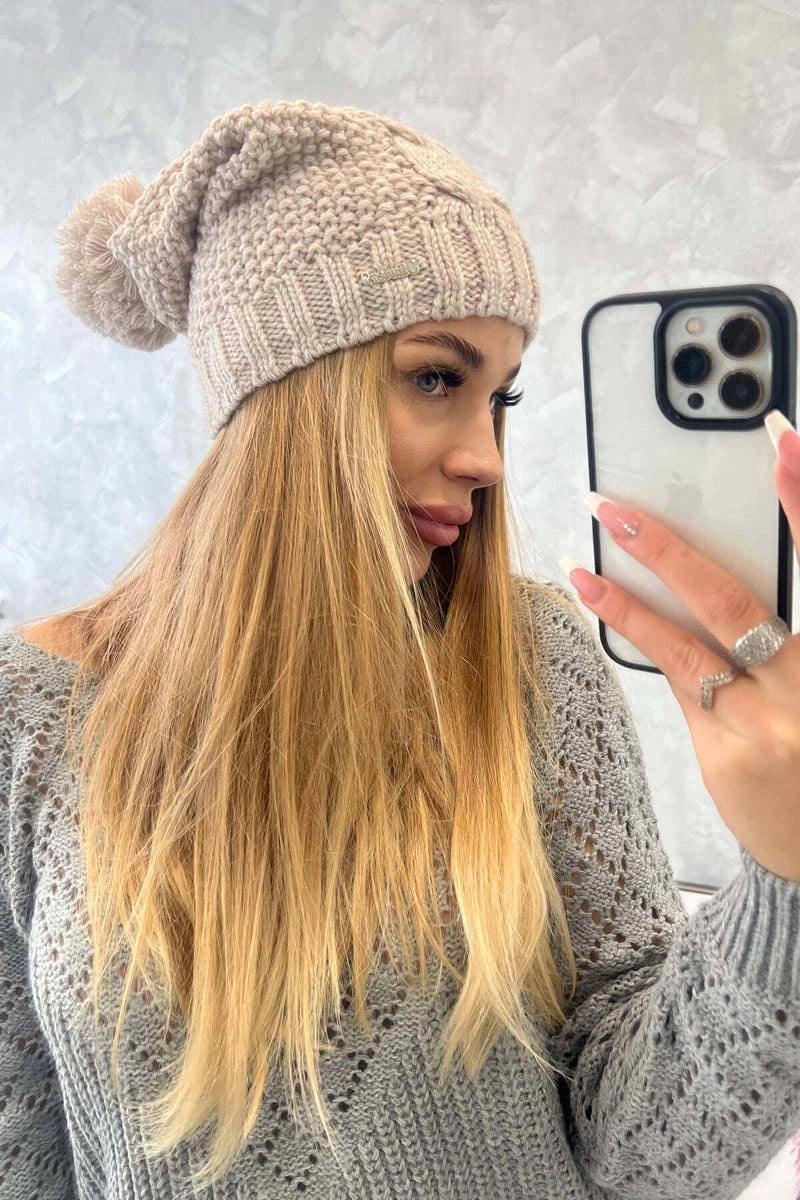 Čapica s fleece Justyna K253 svetlo béžová univerzálne