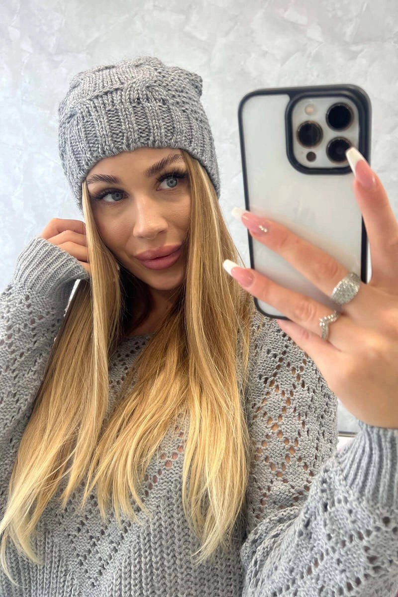 Čapica s fleece Justyna K253 tmavošedý univerzálne