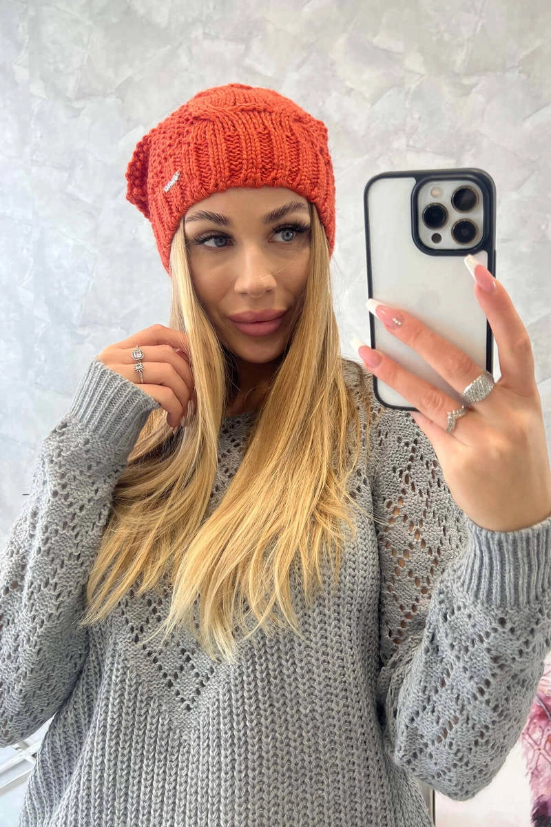 Čapica s fleece Justyna K253 ruda univerzálne