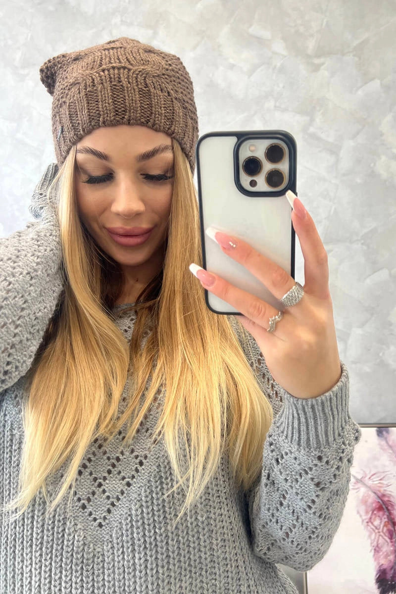 Čapica s fleece Justyna K253 cappuccino univerzálne
