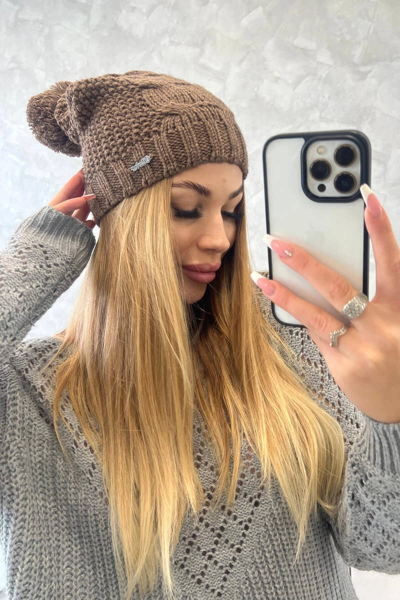 Čapica s fleece Justyna K253 cappuccino univerzálne