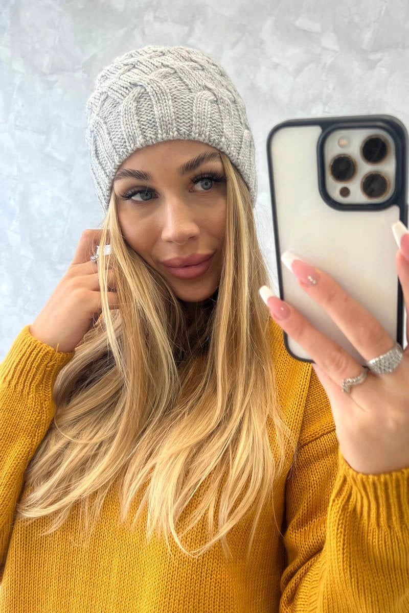 Čapica s fleece Agnieszka K239 svetlo šedá univerzálne