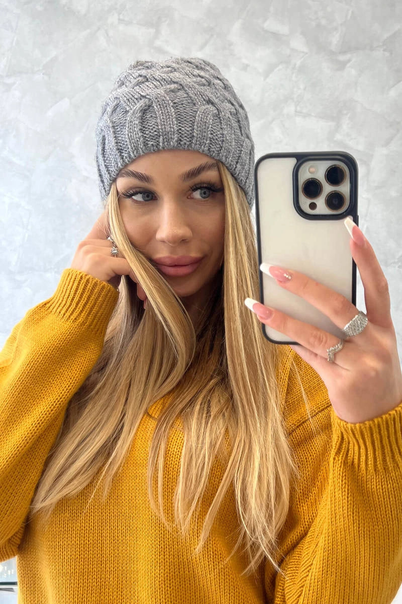 Čapica s fleece Agnieszka K239 tmavošedý univerzálne