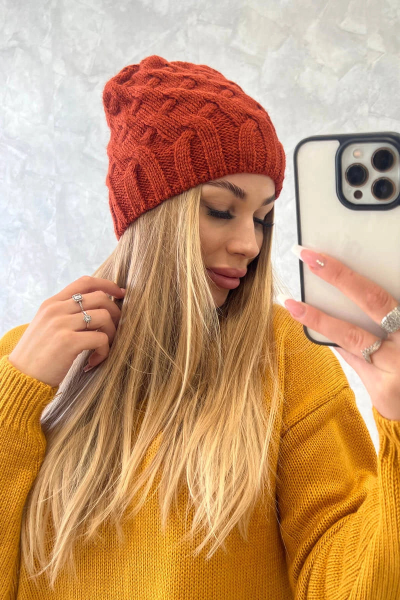 Čapica s fleece Agnieszka K239 ruda univerzálne