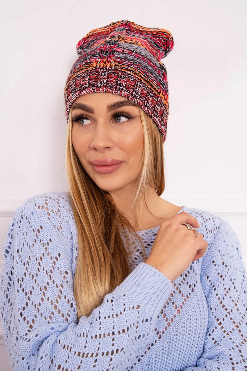 Čapica s fleece Klaudia K255 oranžová+červená univerzálne