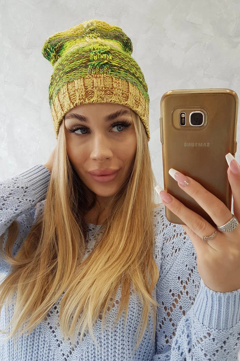Čapica s fleece Klaudia K255 neónová zelená+žltá univerzálne