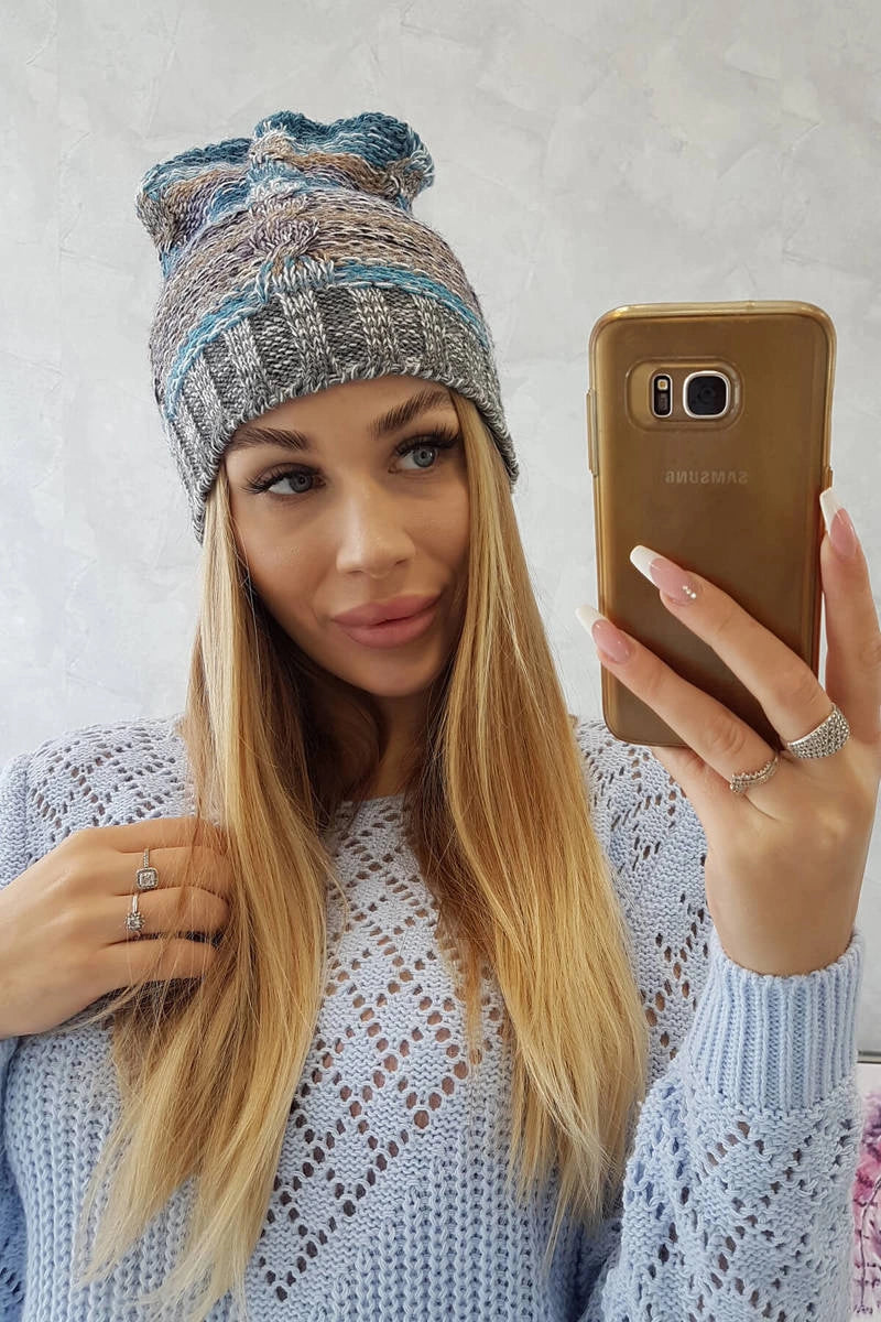 Čapica s fleece Klaudia K255 námorná+sivá univerzálne