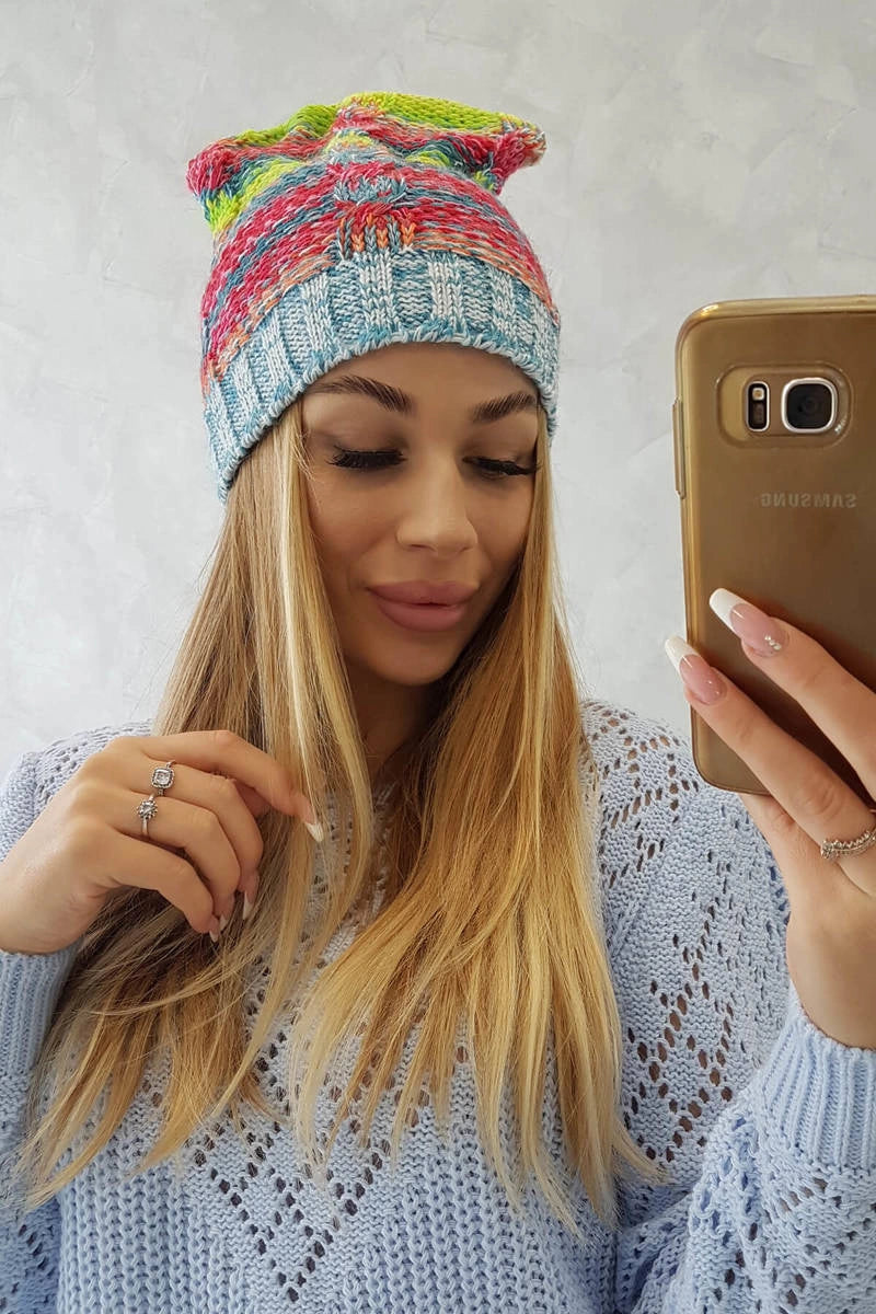 Čapica s fleece Klaudia K255 neónová žltá+modrá univerzálne