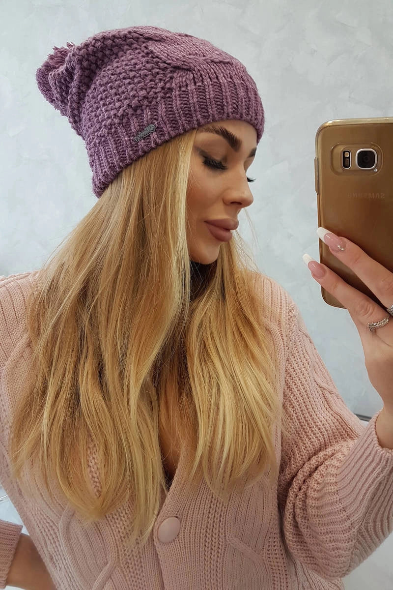Čapica s fleece Karolina K243 tmavo ružová univerzálne