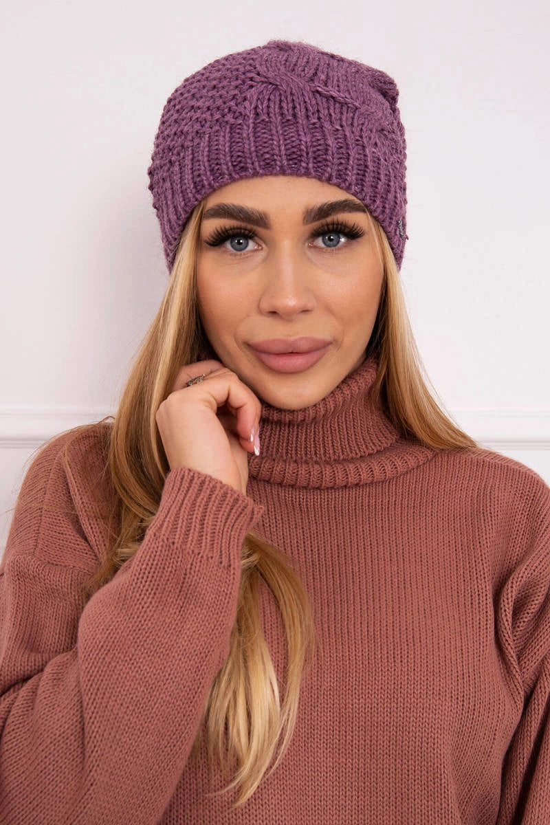 Čapica s fleece Karolina K243 tmavo ružová univerzálne