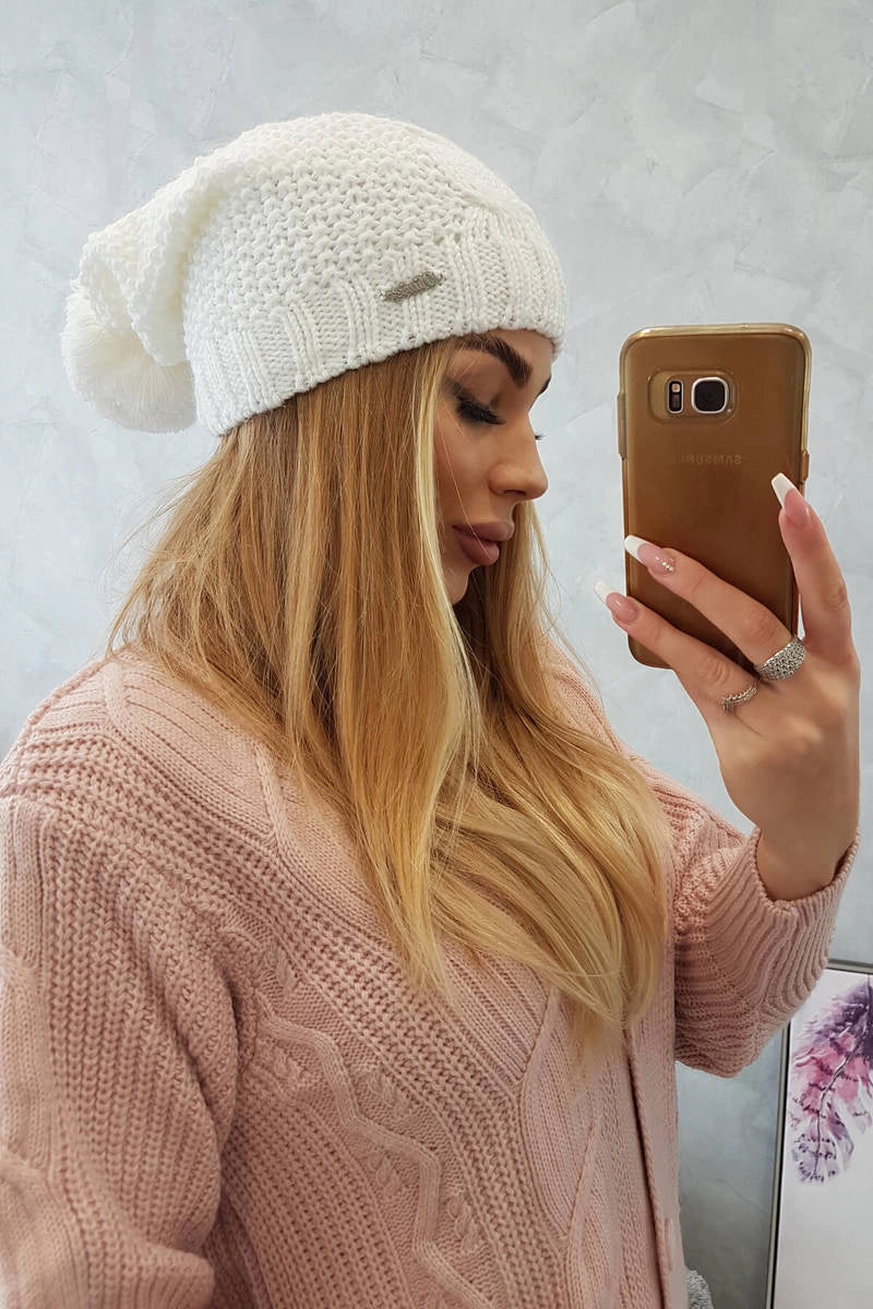 Čapica s fleece Karolina K243 biely univerzálne