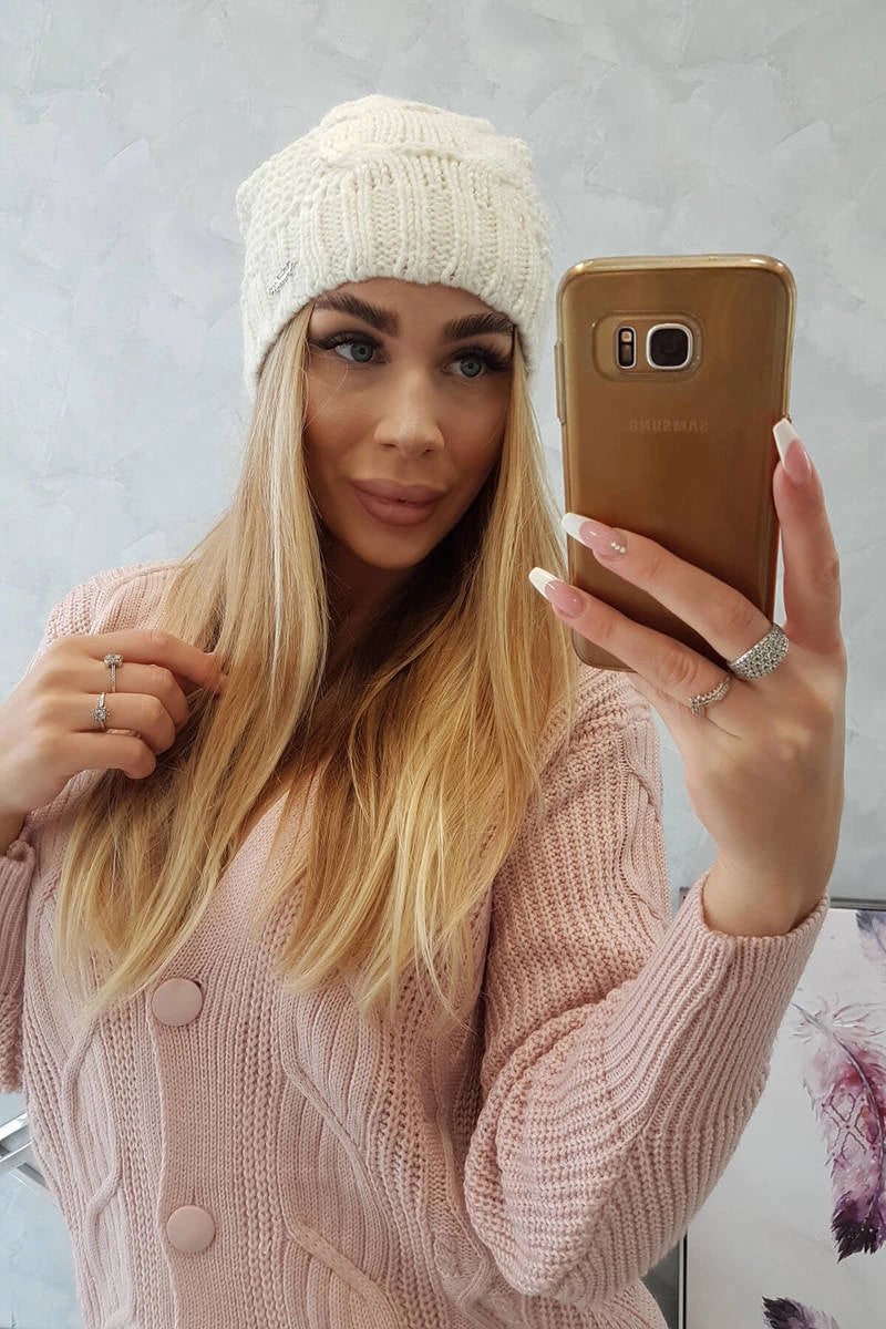 Čapica s fleece Karolina K243 ecru univerzálne