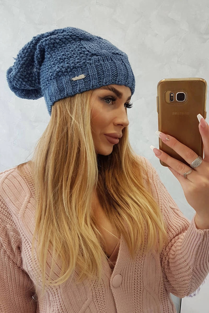 Čapica s fleece Karolina K243 džínsy univerzálne