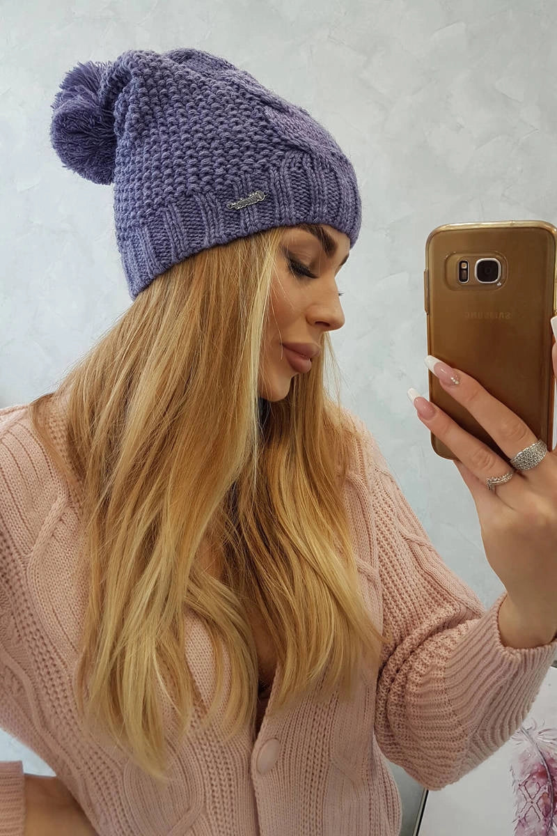 Čapica s fleece Karolina K243 fialový univerzálne