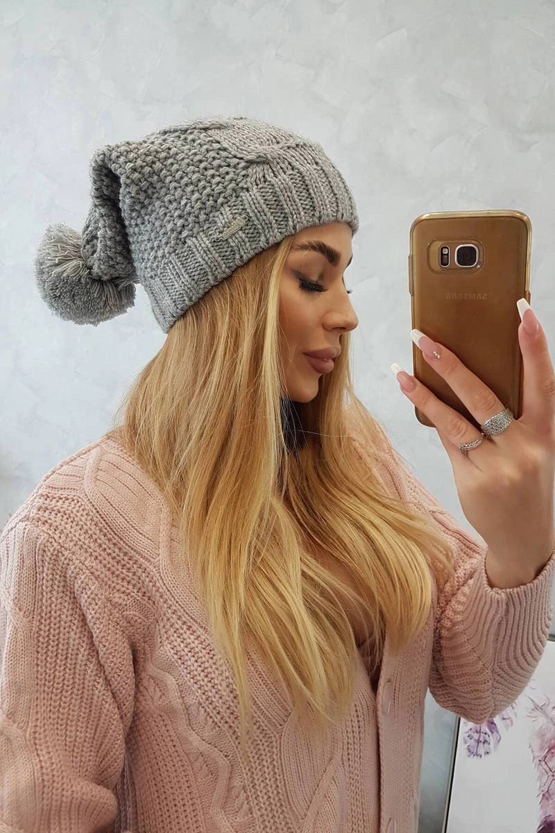 Čapica s fleece Karolina K243 sivá univerzálne