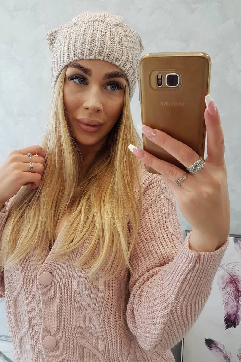 Čapica s fleece Karolina K243 béžová univerzálne