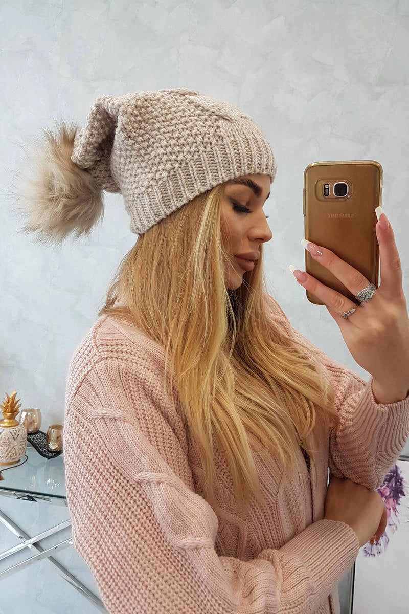Čapica s fleece Karolina K243 béžová univerzálne
