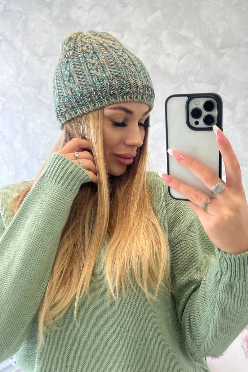 Čapica s fleece Melisa K241 tyrkysová+zelená univerzálne