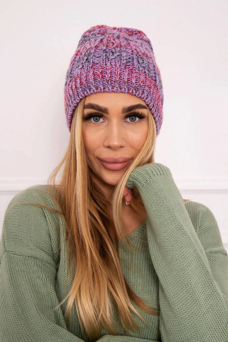 Čapica s fleece Melisa K241 fialový+červená univerzálne