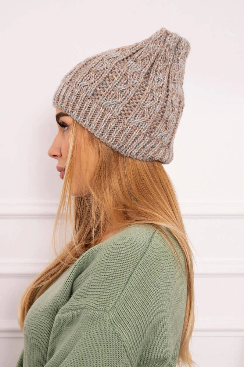 Čapica s fleece Melisa K241 béžová+šedá univerzálne