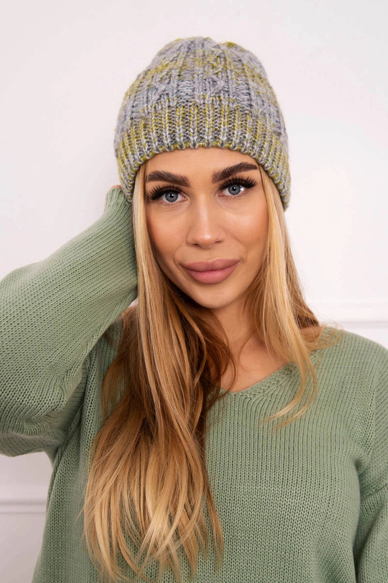 Čapica s fleece Melisa K241 šedá+olivová univerzálne