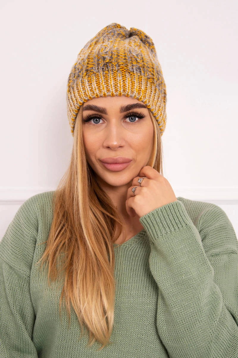 Čapica s fleece Melisa K241 horčica+šedá univerzálne