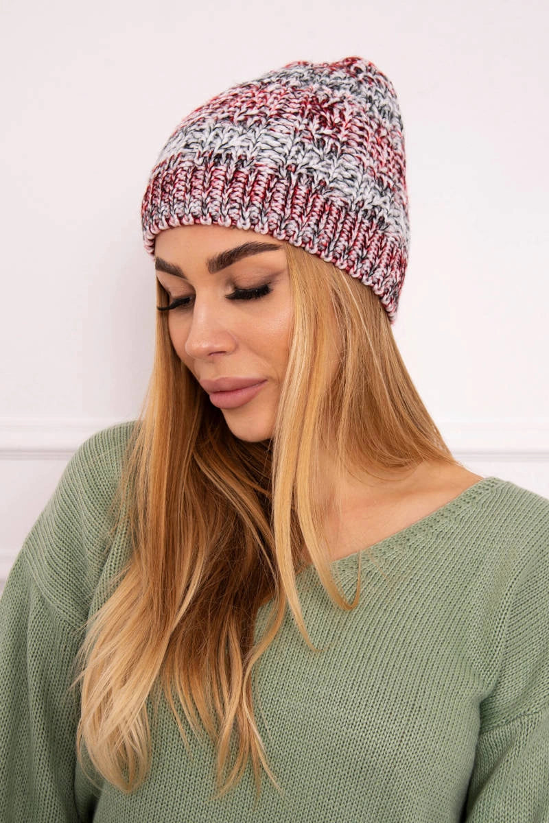 Čapica s fleece Melisa K241 bordová+šedá univerzálne