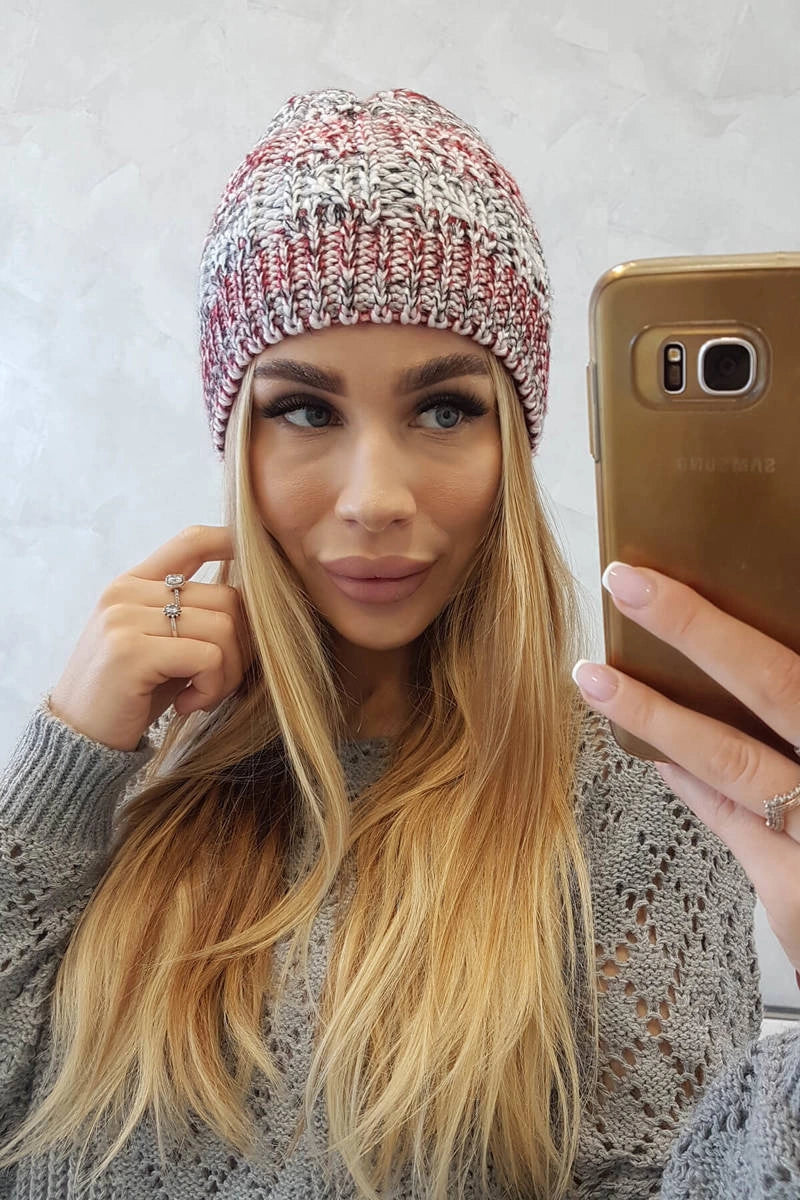 Čapica s fleece Melisa K241 bordová+šedá univerzálne