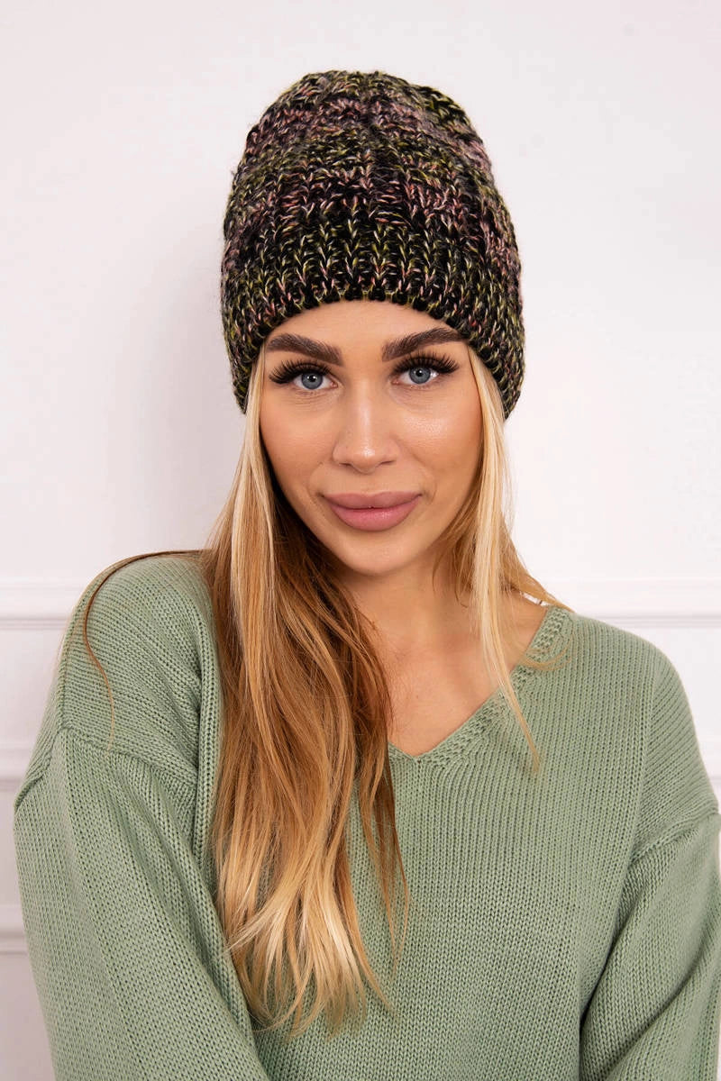 Čapica s fleece Melisa K241 čierna+olivová univerzálne